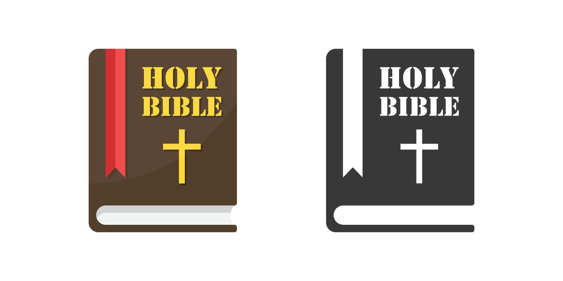 Two books with the word holy bible on them vector