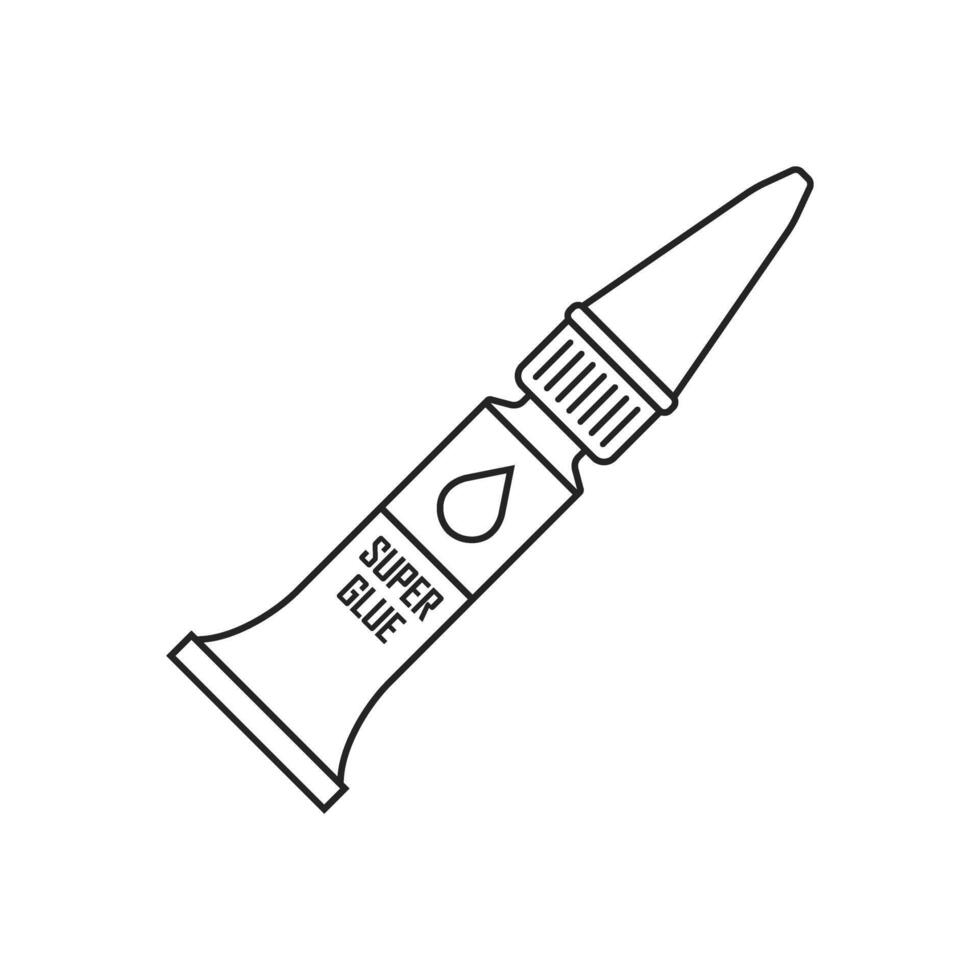 A tube of super glue is shown in a line drawing vector