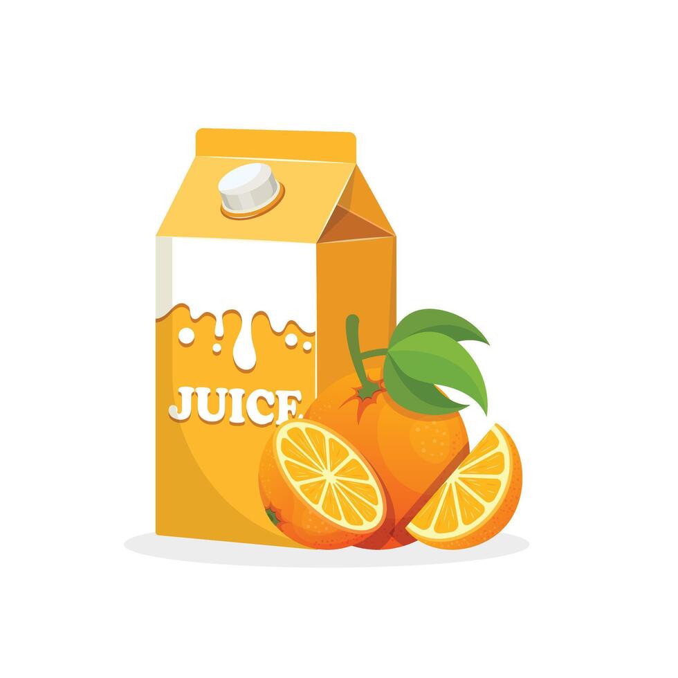 Orange juice carton and oranges illustration vector
