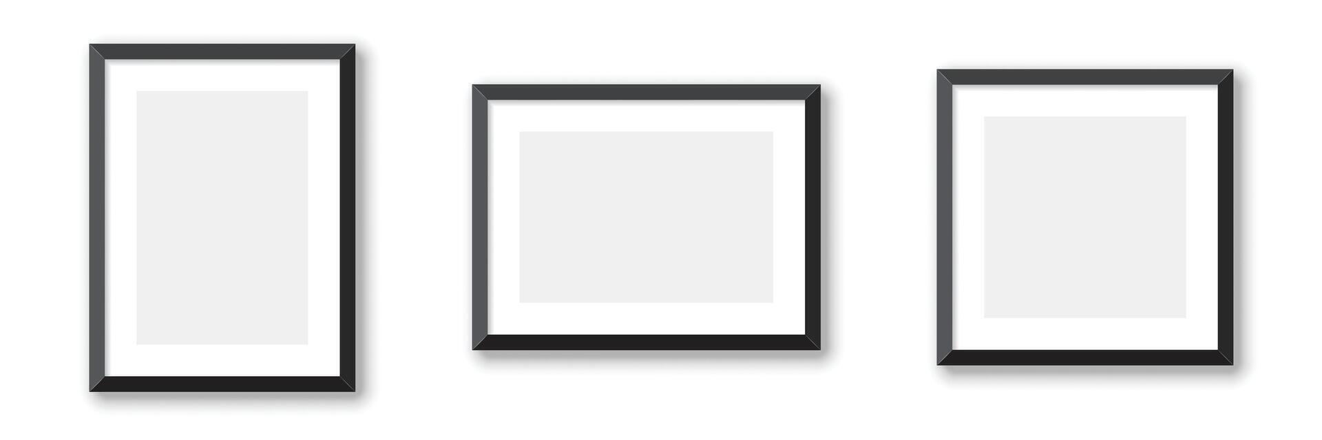 Three black frames on a white background vector