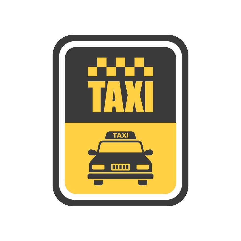 A taxi sign with a yellow and black car vector