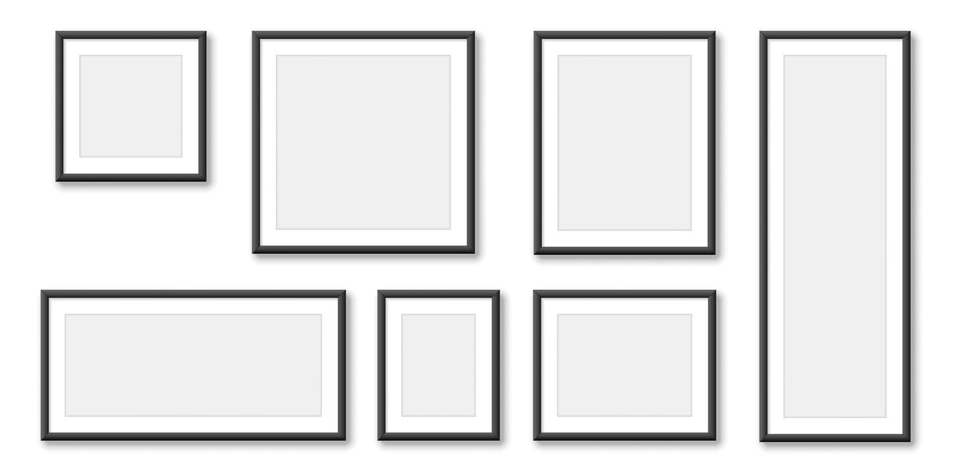 Set of black frames on white background vector