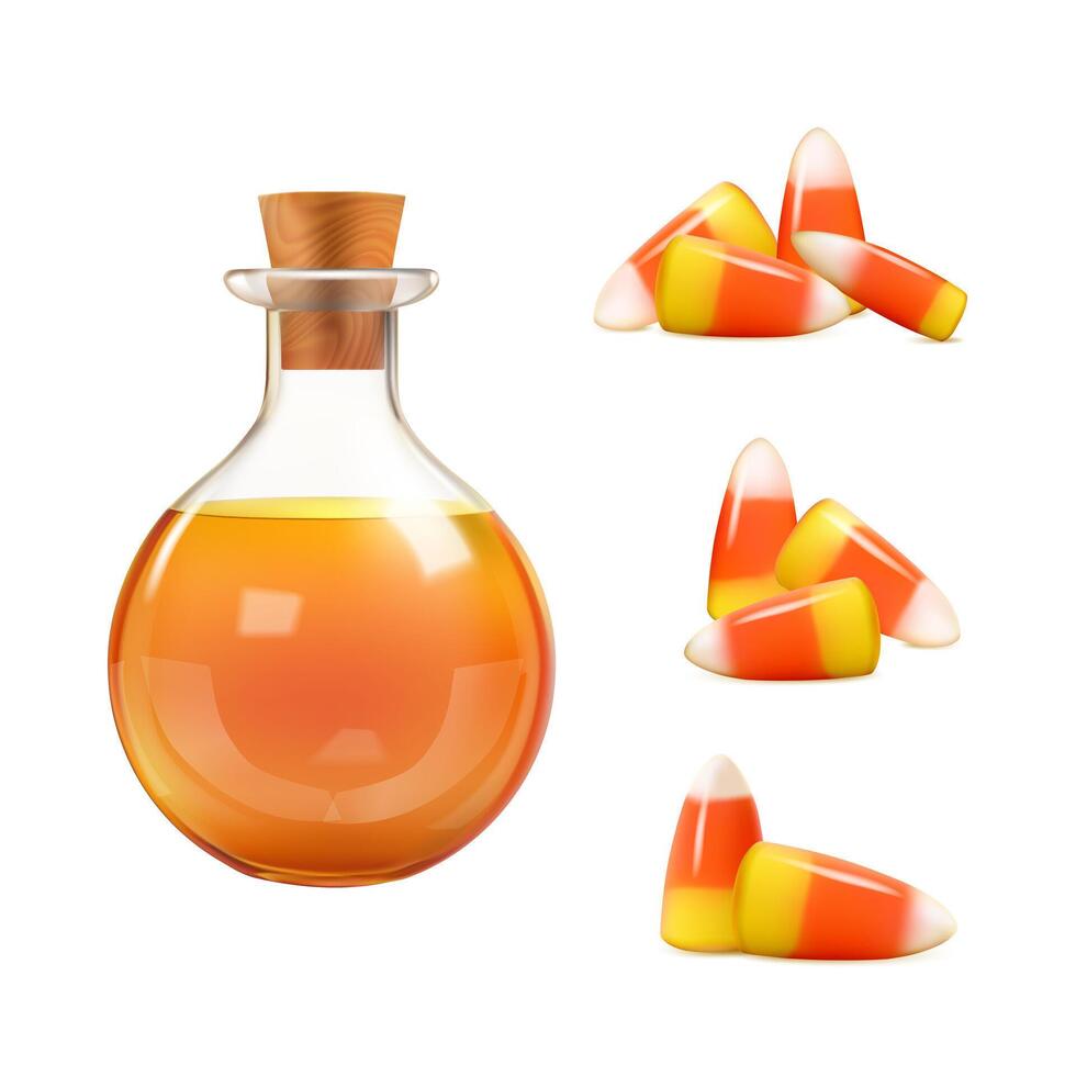 Potion bottle with candy corn vector