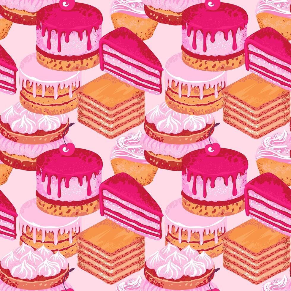 colorful cake dessert pattern vector