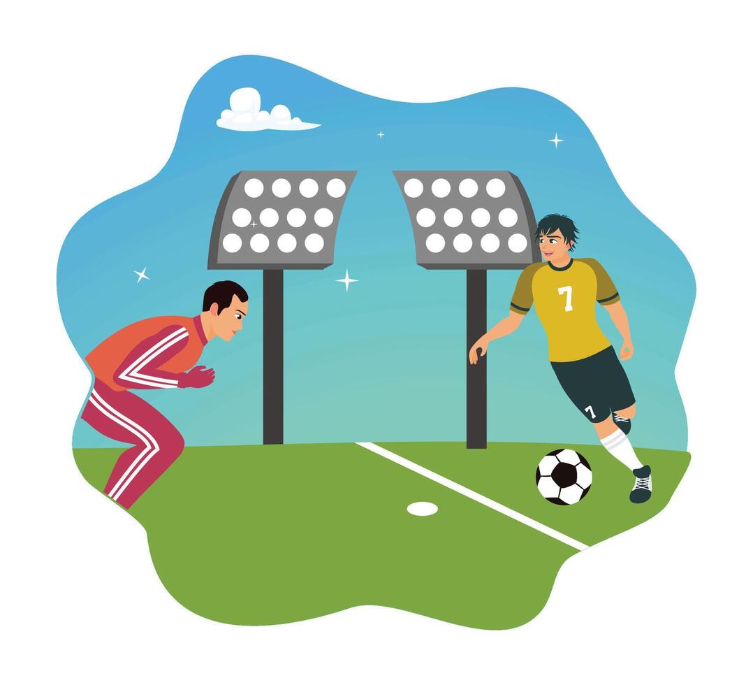 A thrilling penalty kick by a soccer player. vector