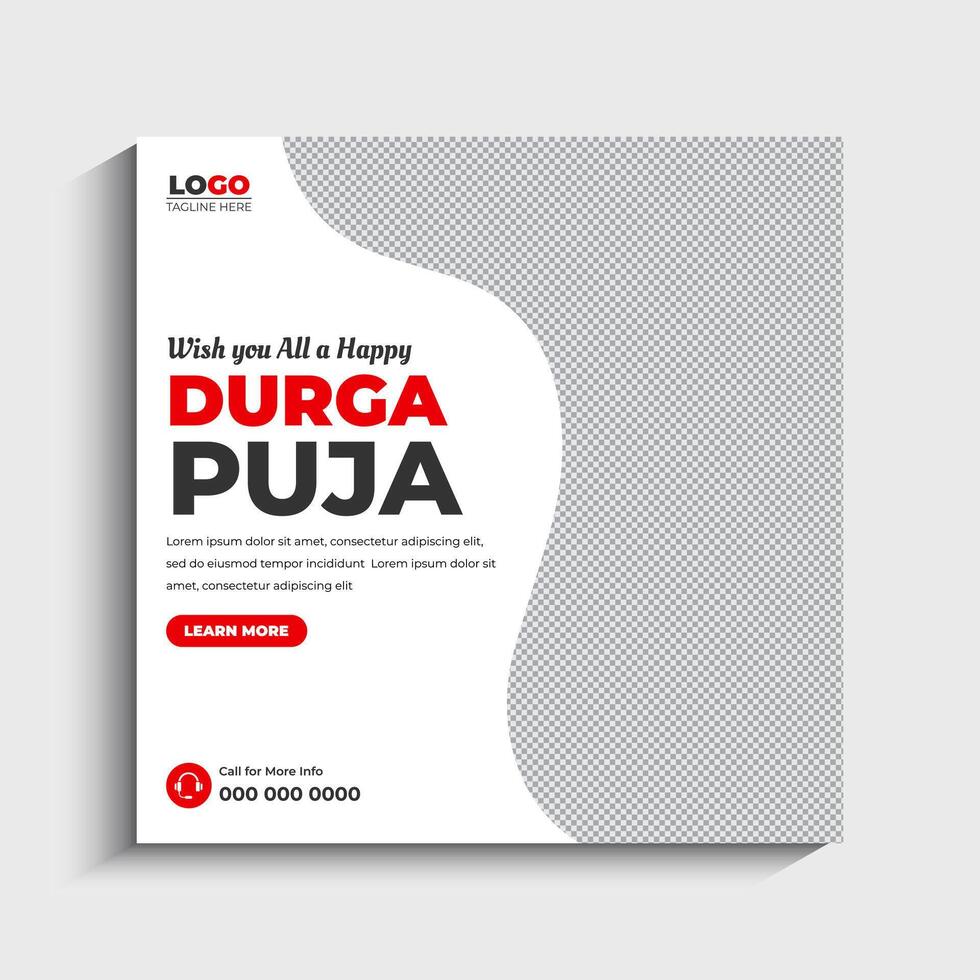 Happy Durga Puja Social Media Post Banner Template vector