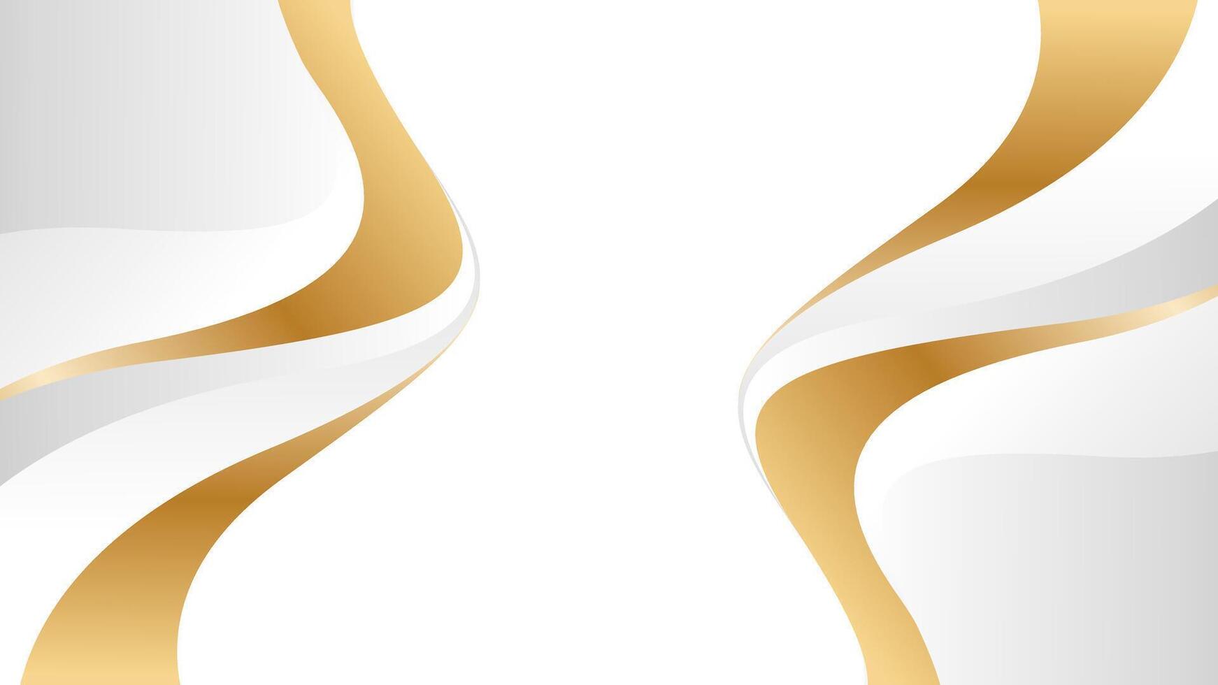 Abstract elegant white-gray and golden luxury wave background vector
