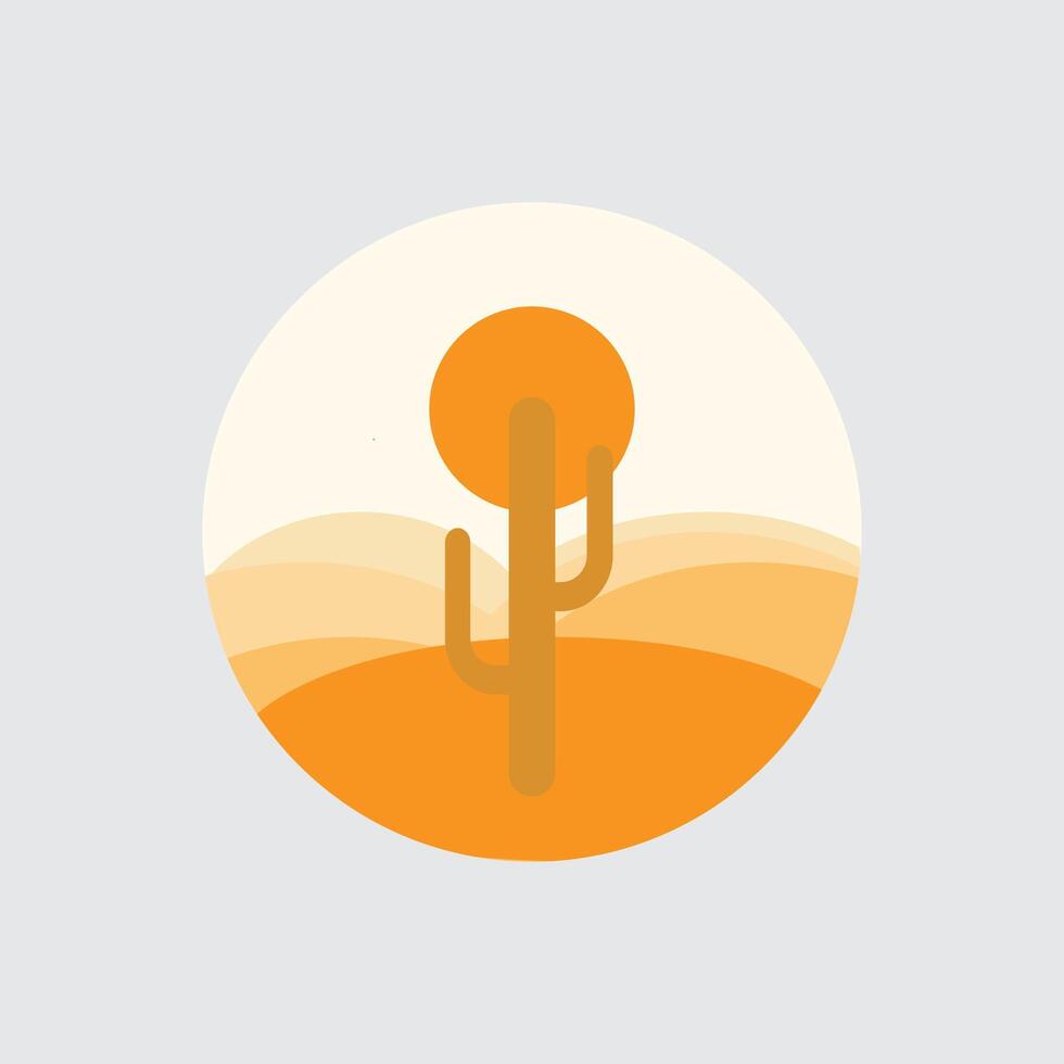 a desert landscape with a cactus in the center vector