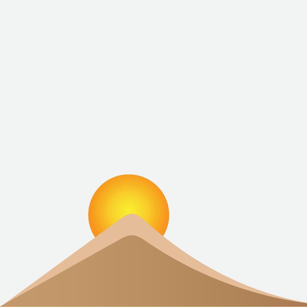 the sun is rising over a mountain vector