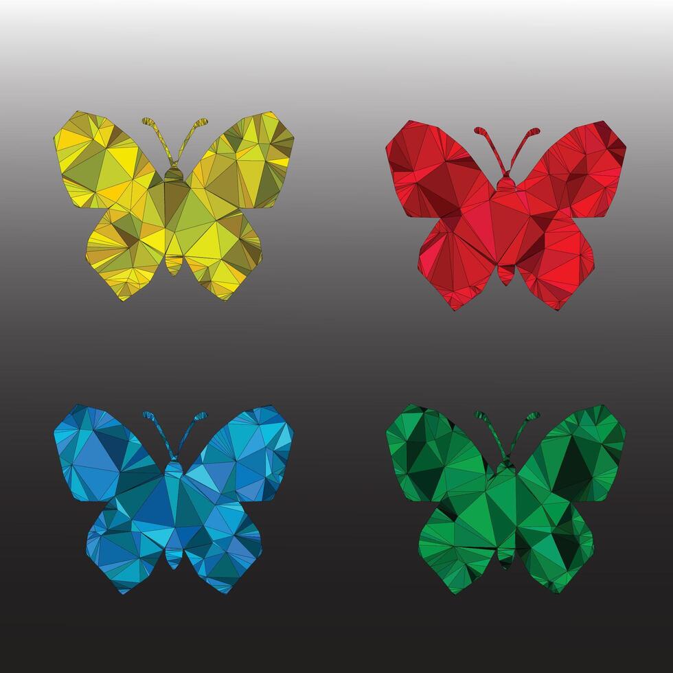 polygonal butterfly cute vector