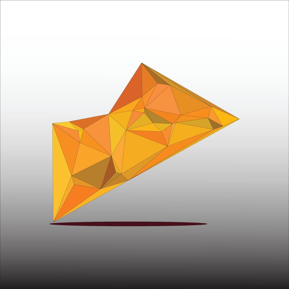 an orange triangle with a shadow on it vector