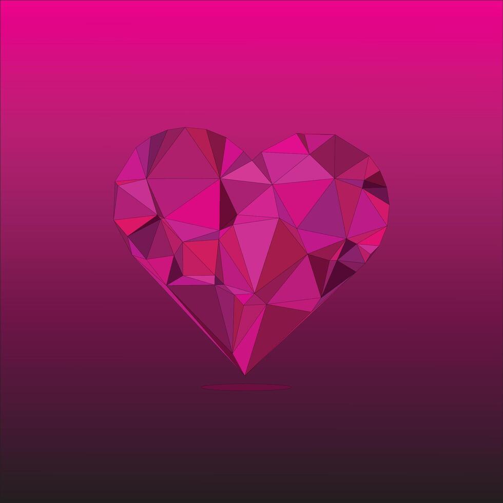 a pink heart shaped polygonal design on a black background vector