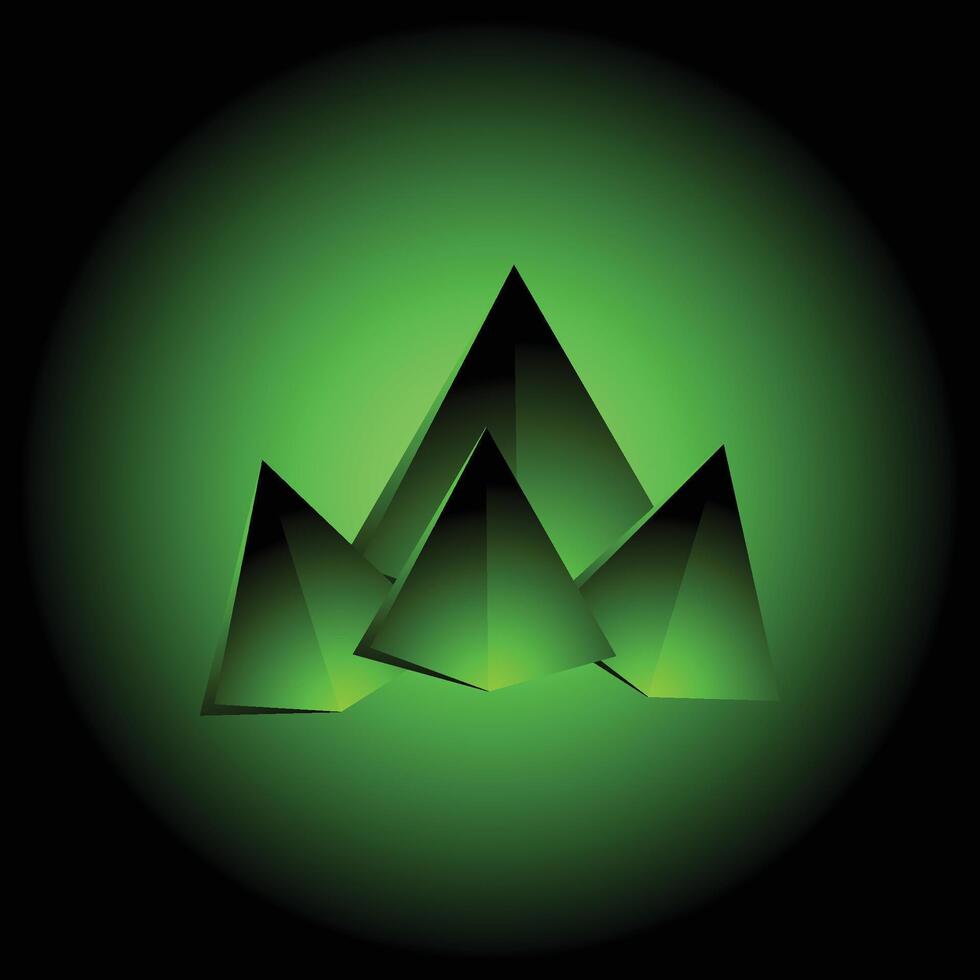 green mountains on a black background vector