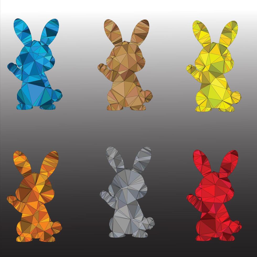four different colored rabbits in different shapes vector