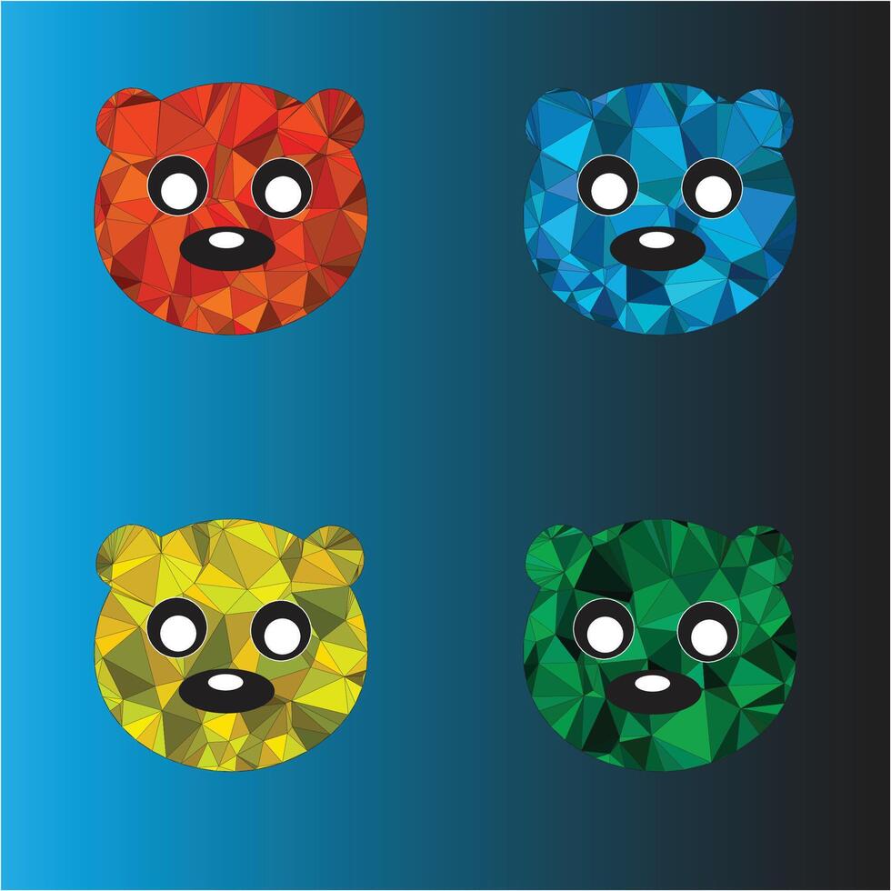 four different colored bears on a blue background vector