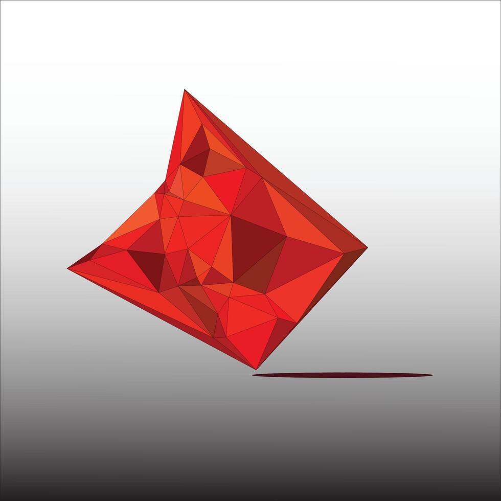 a red diamond is shown in a low polygonal style vector