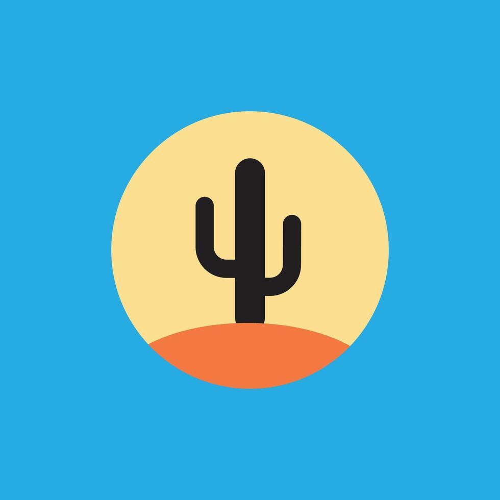 a cactus icon on a blue background vector