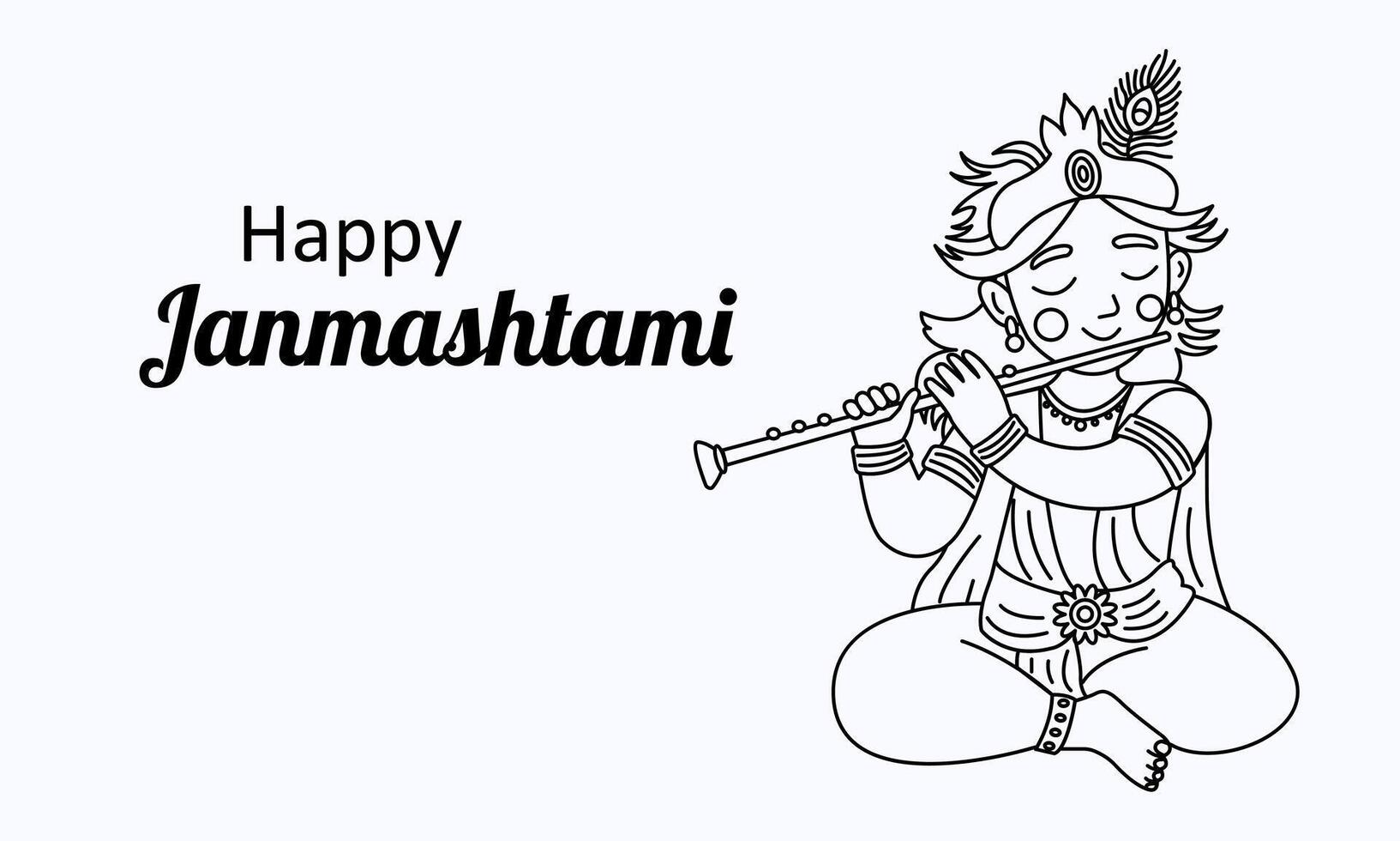Happy Janmashtami Banner with Krishna s Flute vector