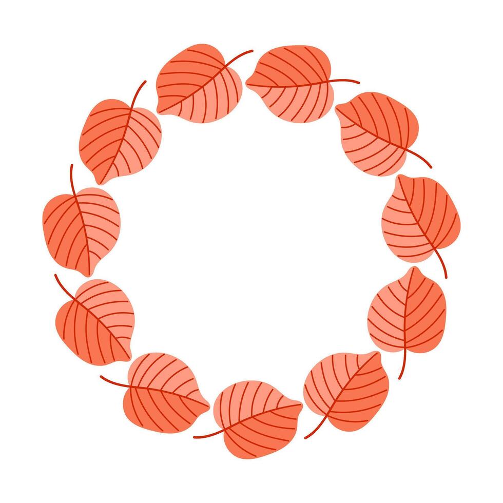 Autumn Leaf Wreath in Orange vector