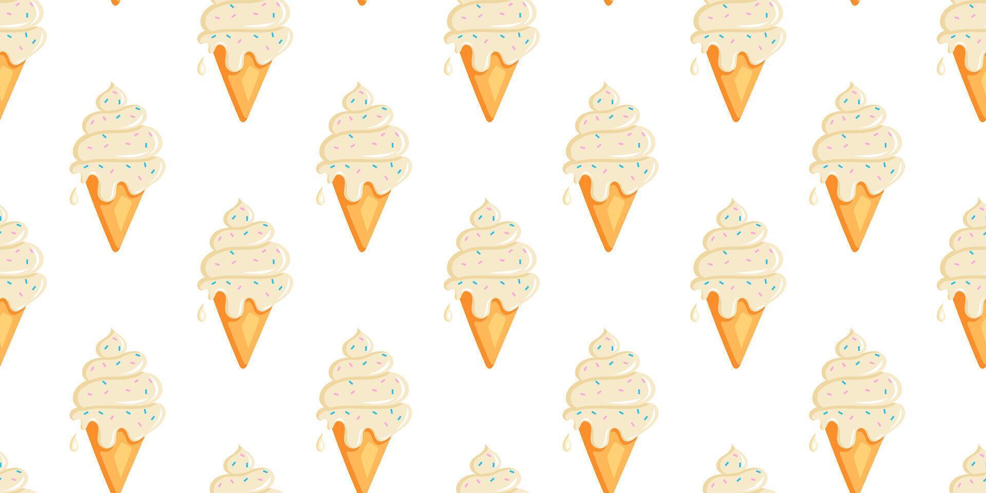 Cute pastel ice cream seamless pattern vector