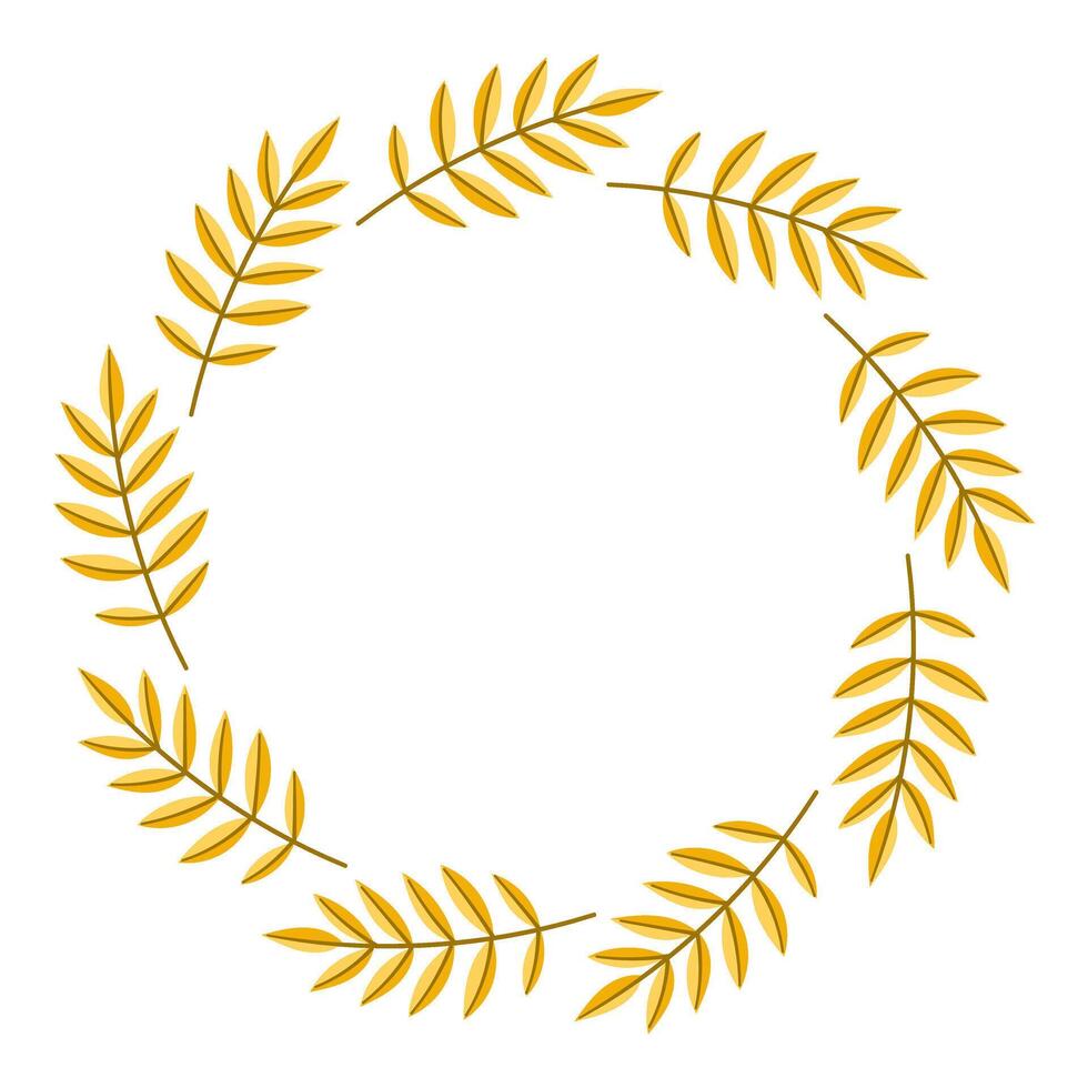 An Elegant Golden Leaf Wreath Design Perfect for Any Celebration or Special Decoration Event vector