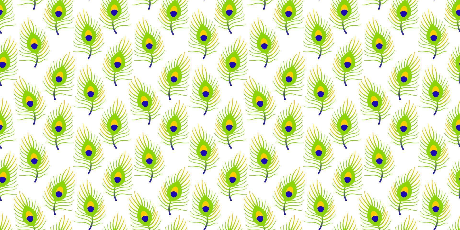Peacock feather seamless pattern in style vector