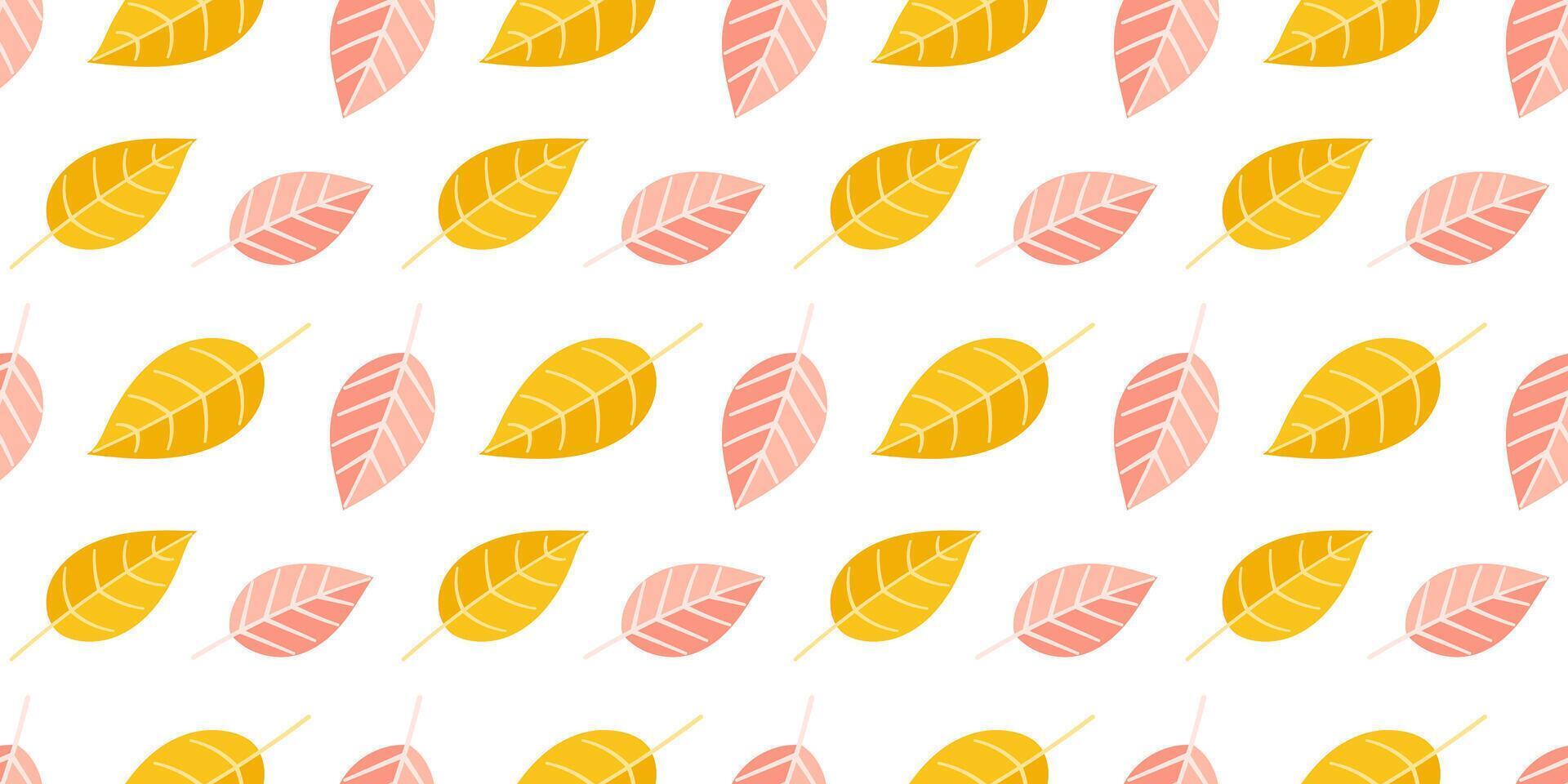 Autumn Leaves Pattern in Yellow and Pink vector