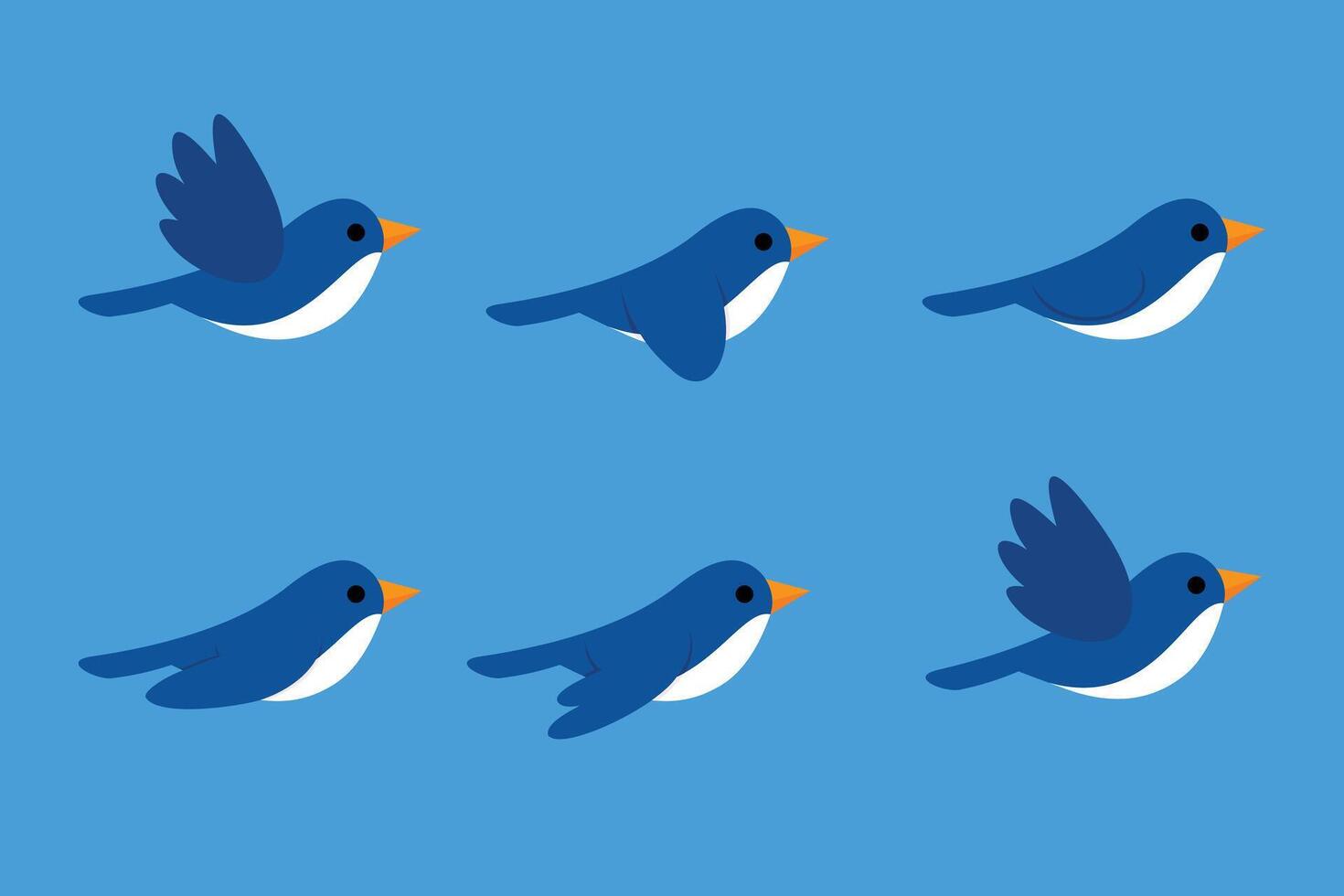 blue bird flying sequence illustration vector