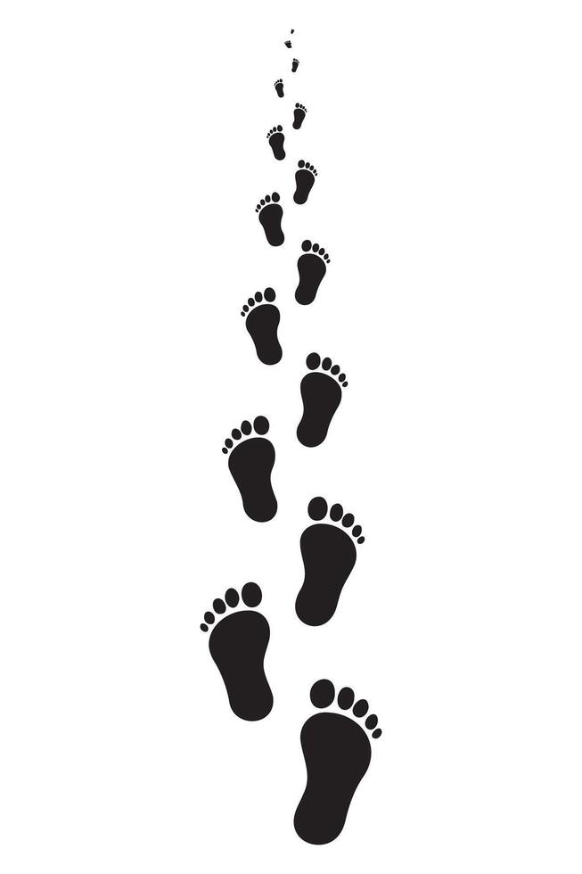 black and white human walking footprints vector