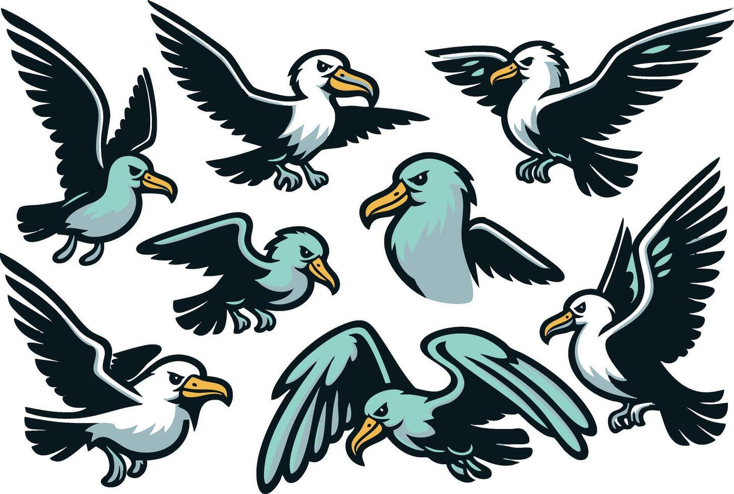 Funny Albatross Characters vector