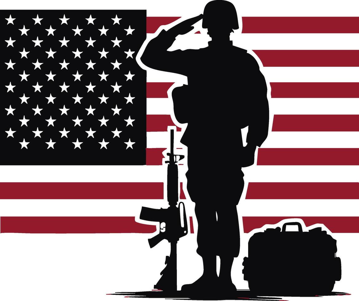 American Soldier Saluting Illustration vector