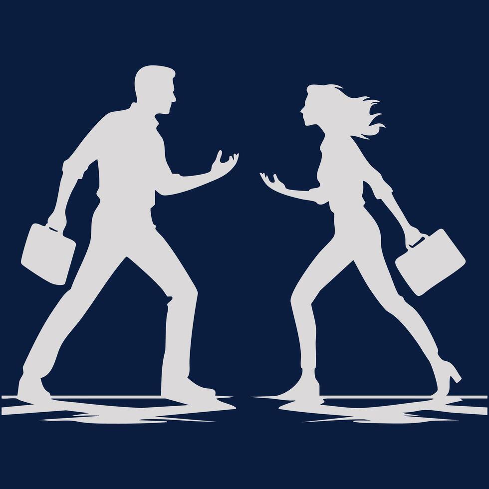 Flat Design Relationship Problem Icon Arguing Couple Silhouette vector