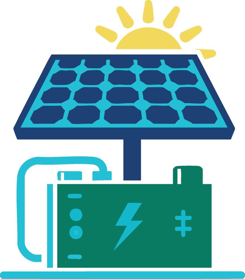 Basic Solar Panel Stand Icon Battery Energy Illustration vector