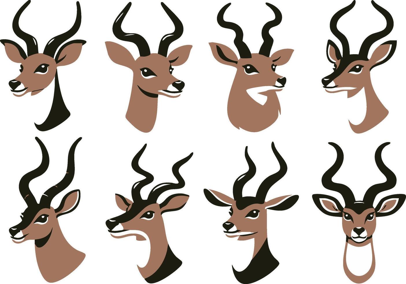 Wild Antelope Image Flat Animal Design on White vector