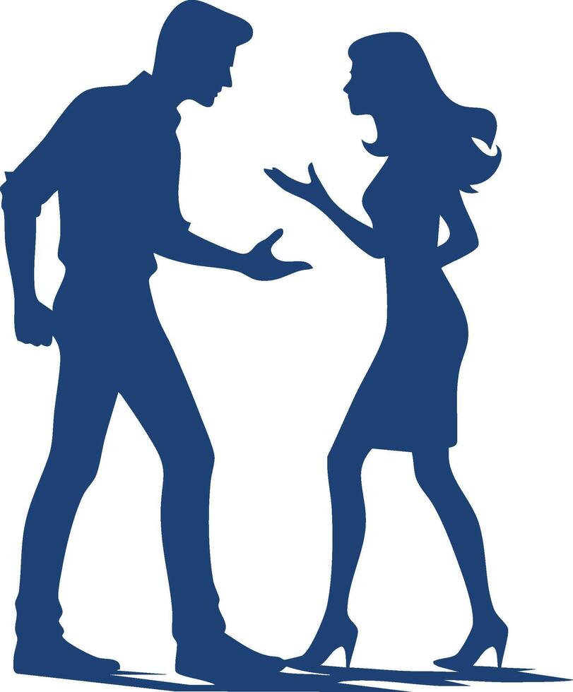 Couple in Argument Modern Flat Silhouette on White vector