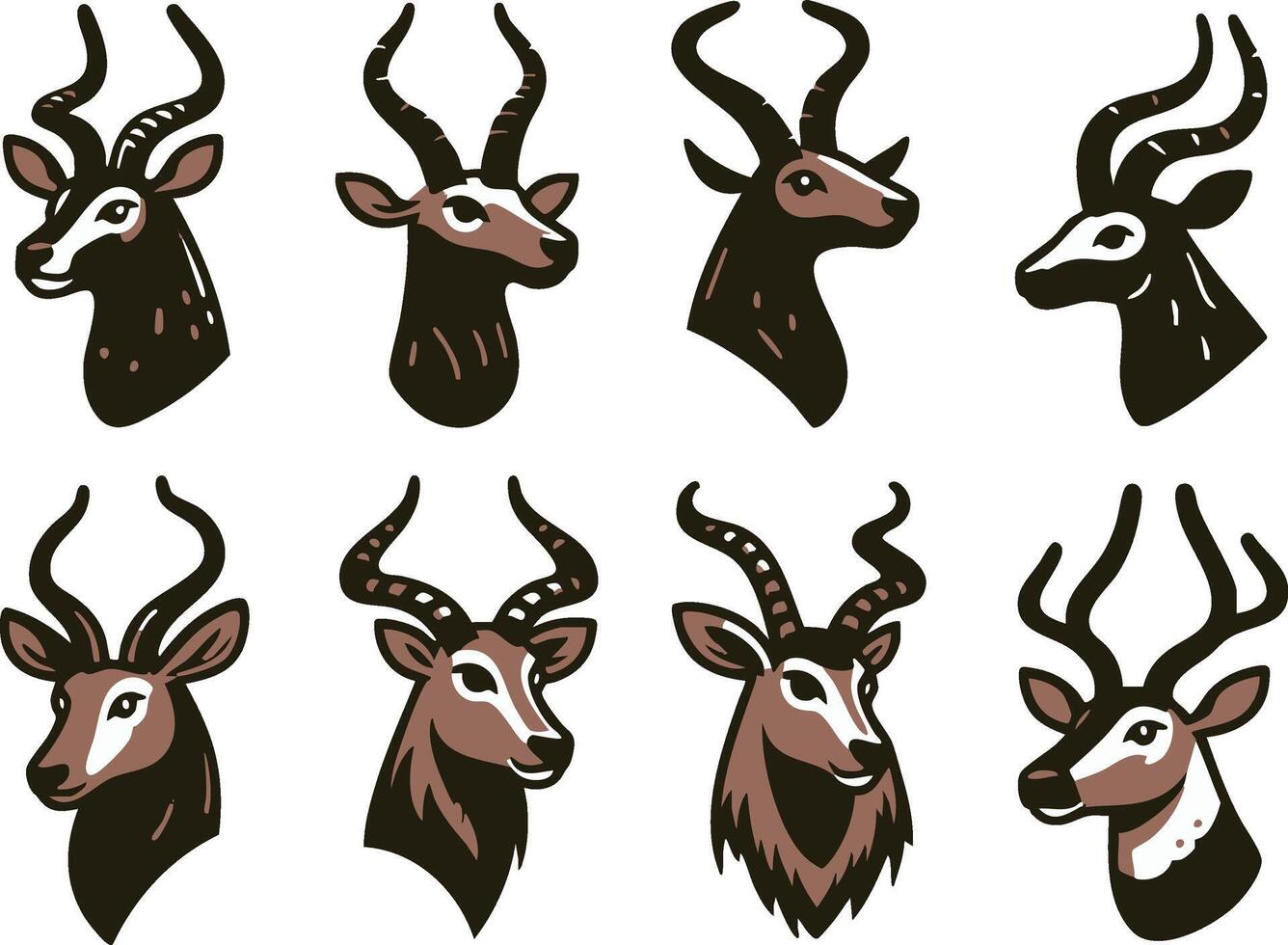 African Antelope Illustration Minimal Wildlife Art vector
