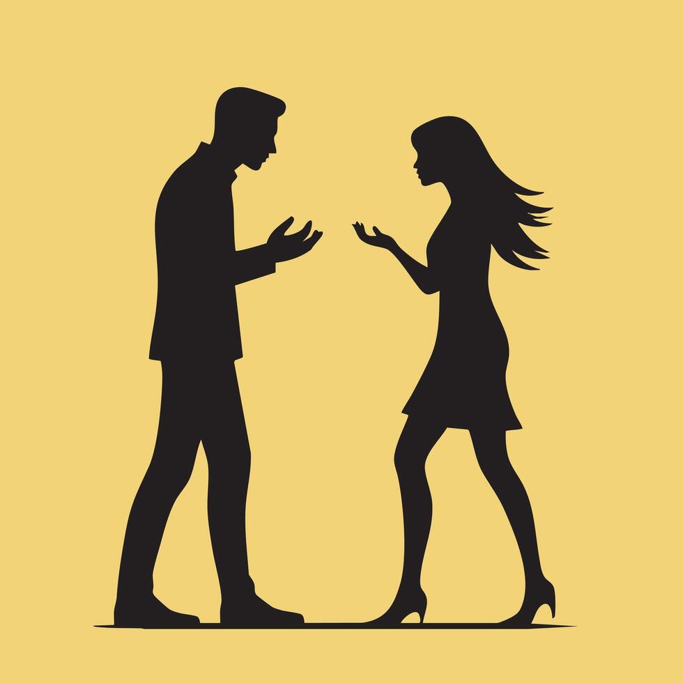 Relationship Conflict Silhouette Flat Design Couple Arguing vector
