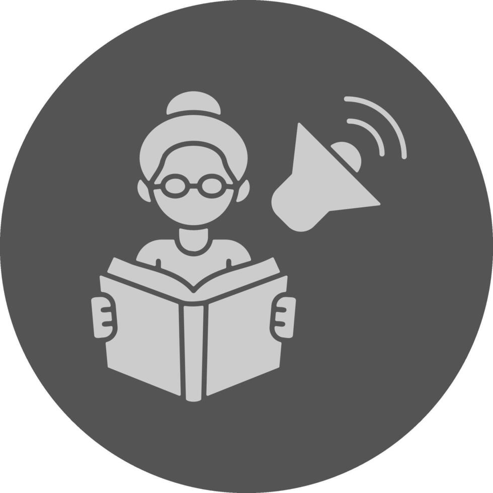 Teacher reading aloud Minimal Grey Icon vector