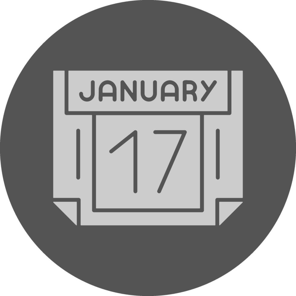 17 January Minimal Grey Icon vector
