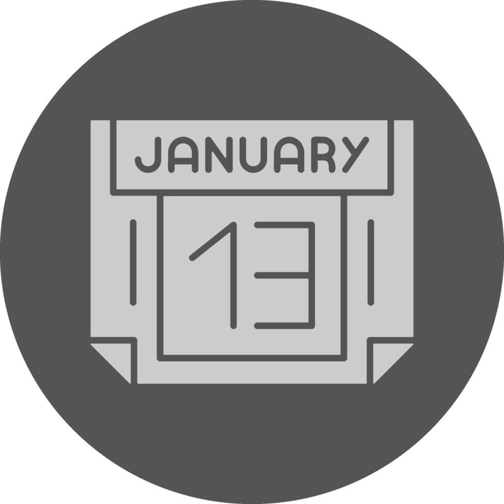 13 January Minimal Grey Icon vector