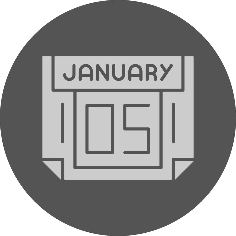 5 January Minimal Grey Icon vector