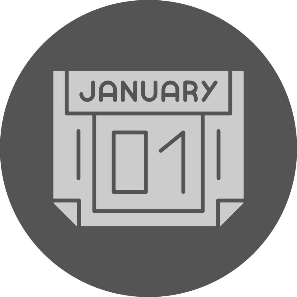 1 January Minimal Grey Icon vector