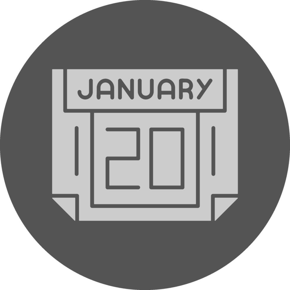 20 January Minimal Grey Icon vector
