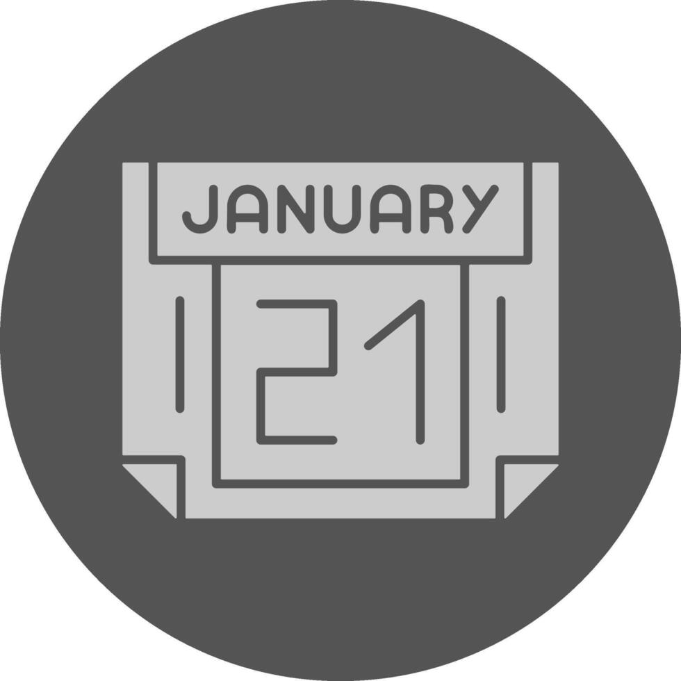 21 January Minimal Grey Icon vector