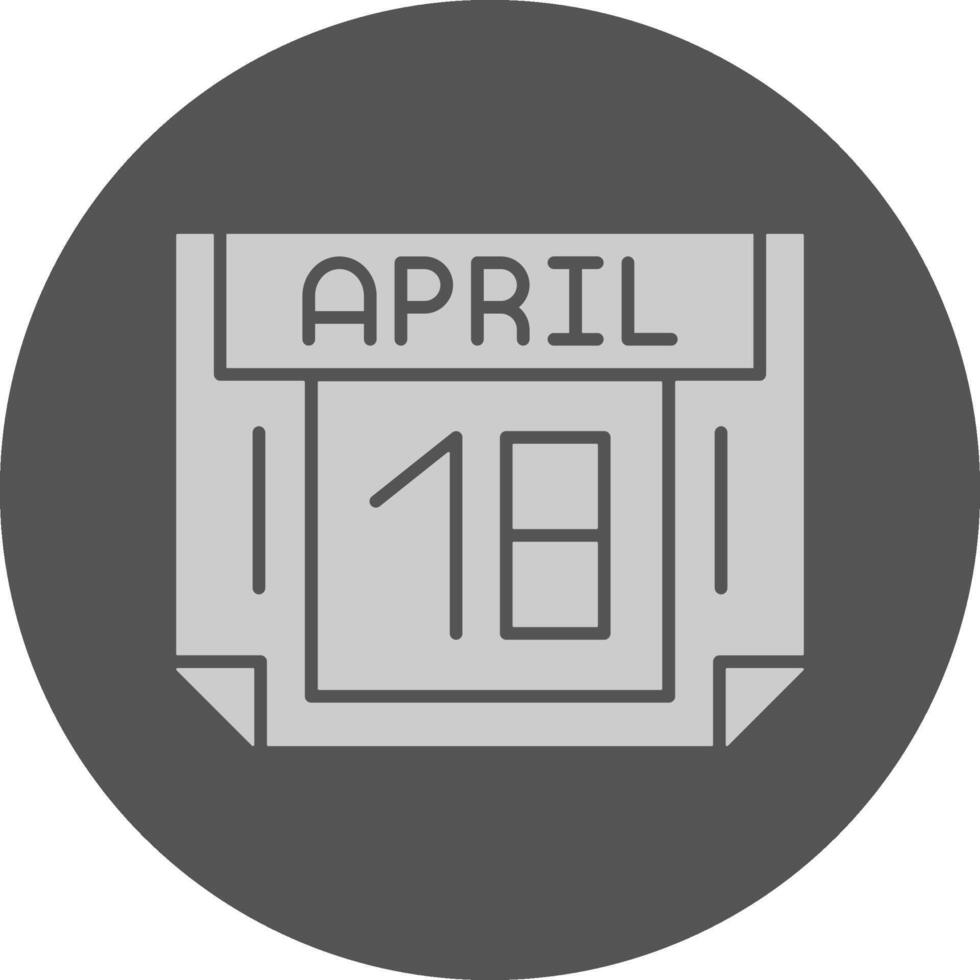 18 April Minimal Grey Icon vector