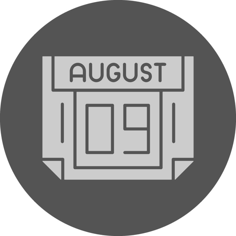 9 August Minimal Grey Icon vector