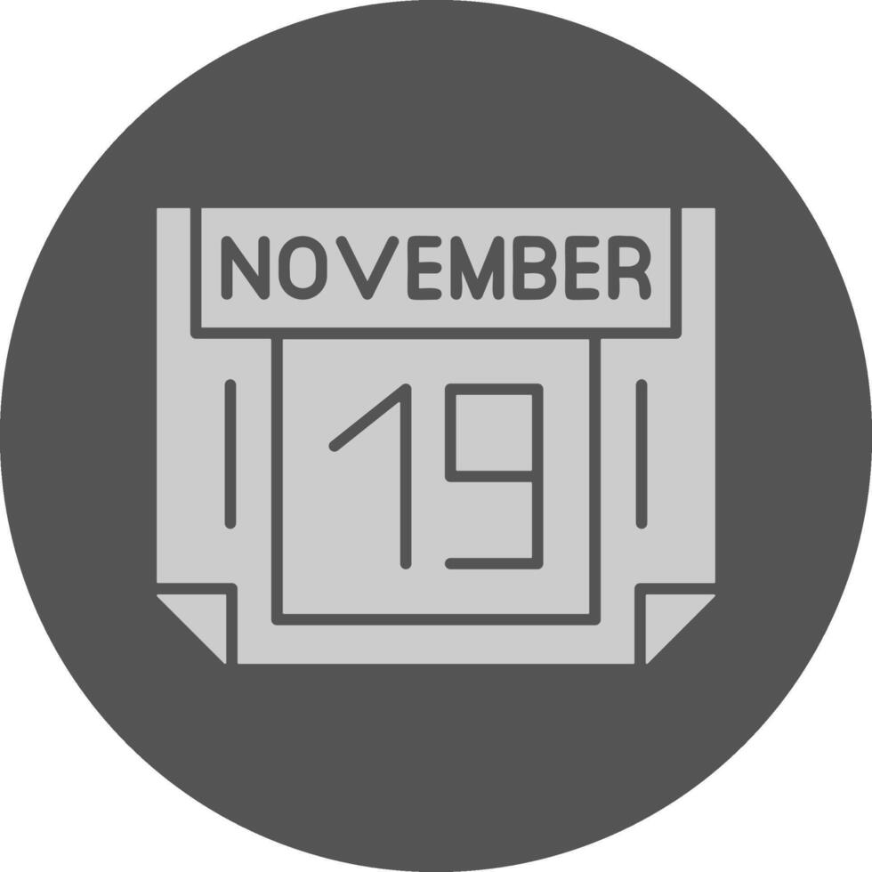19 November Minimal Grey Icon vector