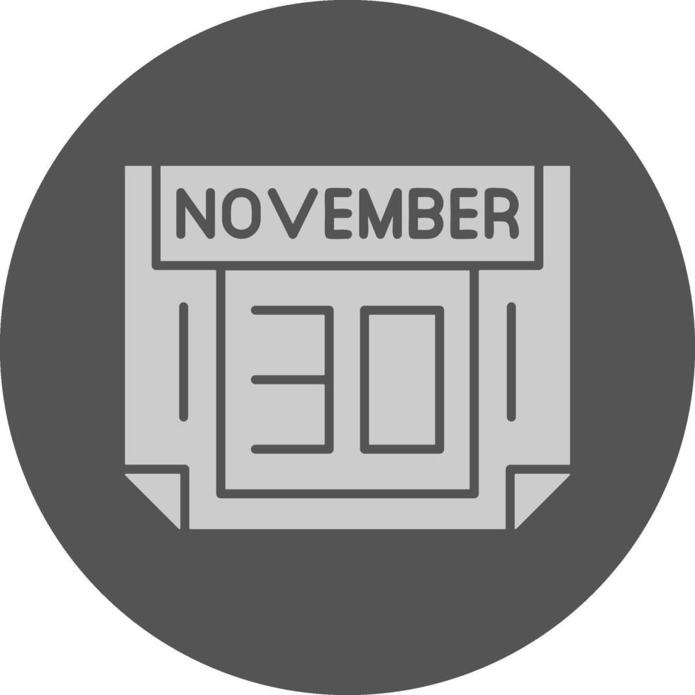 30 November Minimal Grey Icon vector