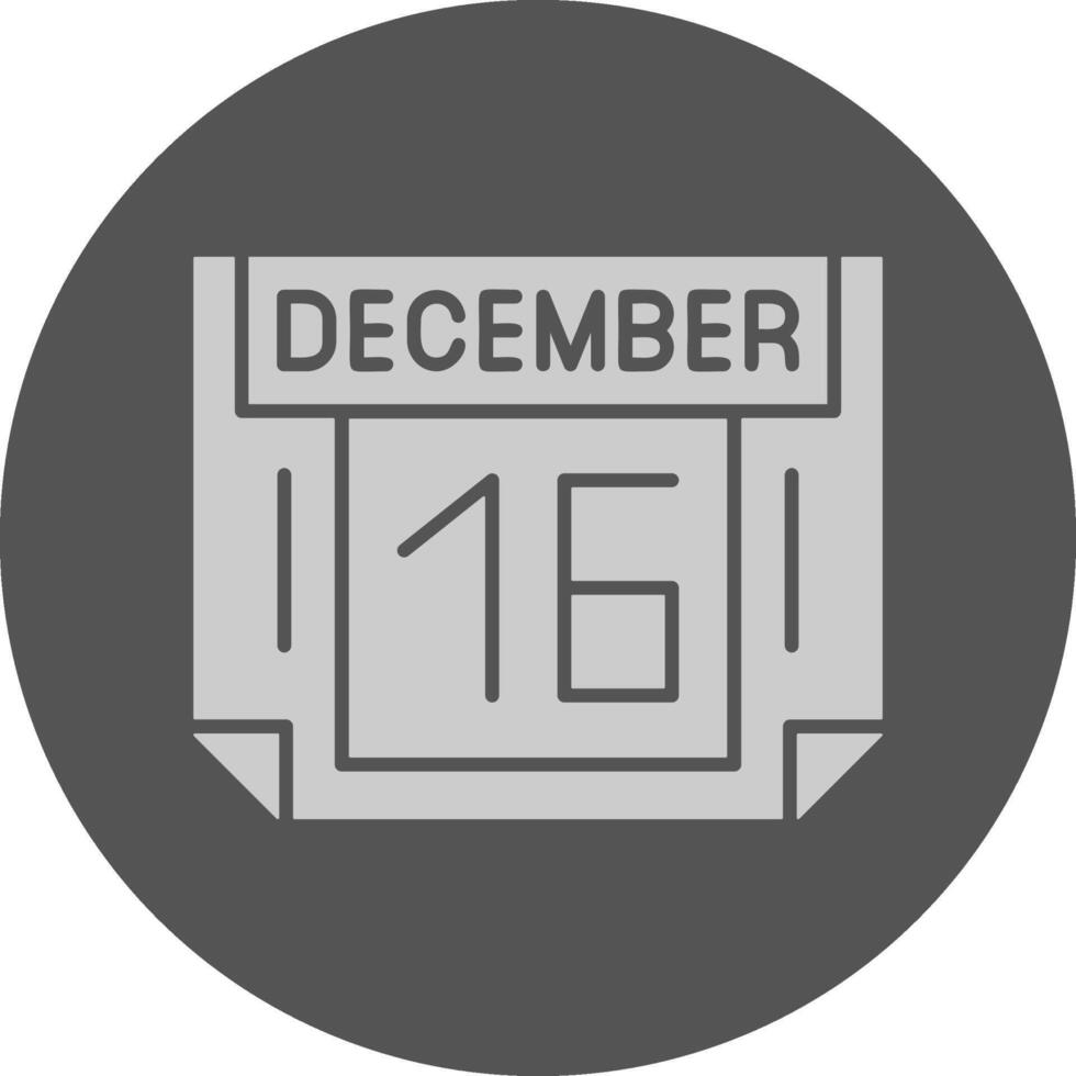 16 December Minimal Grey Icon vector