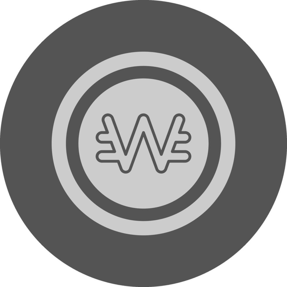 South Korean Won Sign Minimal Grey Icon vector